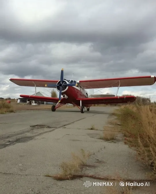 Red and White Biplane Crashes in Stormy Weather – AI Generated Video | Hailuo AI