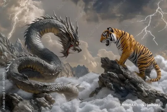 Golden Tiger and Azure Dragon: A Prophecy of One – AI Generated Video | Hailuo AI
