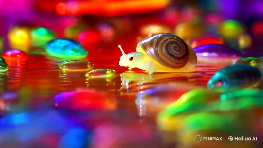 Rainbow Glass: The Enchanting Journey of a Transparent Snail – AI Generated Video | Hailuo AI