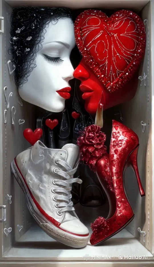 Dance of Love: Animated Shoes in a Heart-Decorated Box – AI Generated Video | Hailuo AI