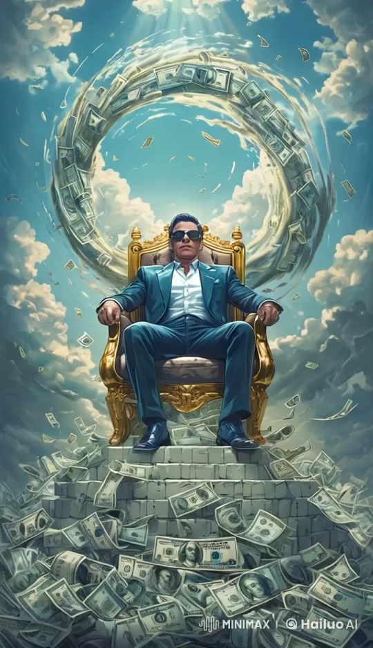 Person on Golden Throne Amidst Money Pyramid – AI Generated Video | Hailuo AI