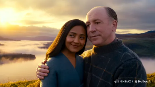 Scottish Highlands: A Couple's Romantic Morning Embrace – AI Generated Video | Hailuo AI