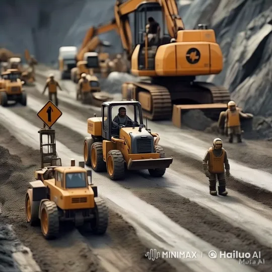 Miniature Robots Construct Giant Road with Heavy Machinery – AI Generated Video | Hailuo AI