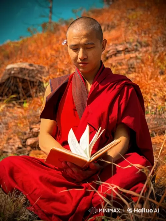 Monk Transforms into a Red Bird Amidst Autumnal Peace – AI Generated Video | Hailuo AI