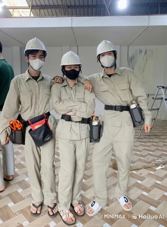 Animated Construction Workers' Playful Fight in Live2D – AI Generated Video | Hailuo AI