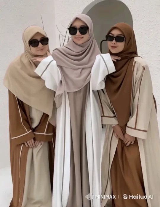 Three Women in Modest Attire Pose Fluidly – AI Generated Video | Hailuo AI