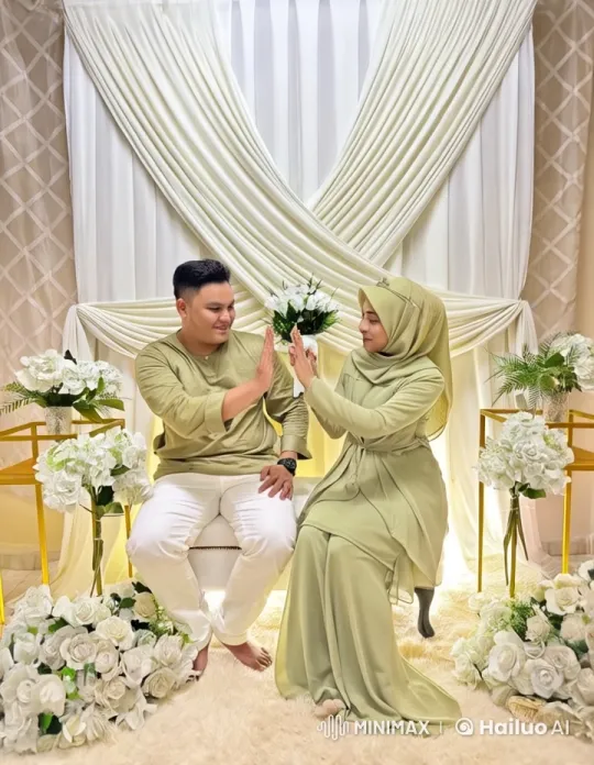Joyful Couple Celebrates with Animated High-Five in Elegant Setting – AI Generated Video | Hailuo AI
