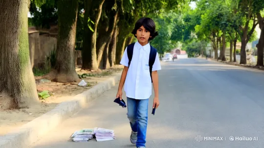 Young Boy Returns Found Wallet, Earns Town's Respect – AI Generated Video | Hailuo AI
