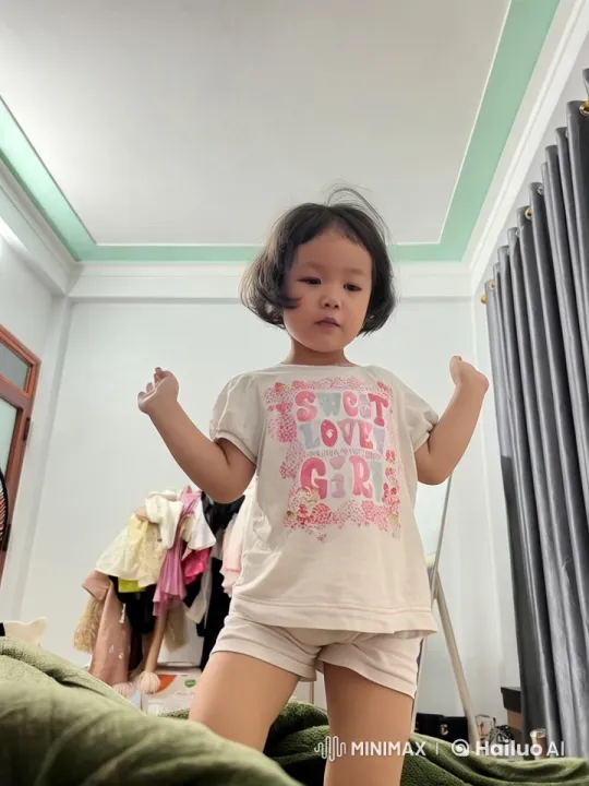 Child Performing Kungfu in Sweet Love Outfit – AI Generated Video | Hailuo AI
