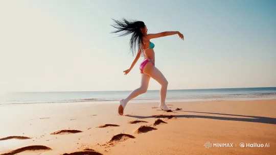 Chinese Woman Dances Seductively on Sunny Beach – AI Generated Video | Hailuo AI