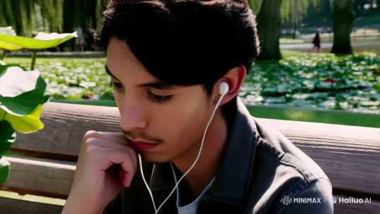 Young Man in Park Contemplates, Then Pursues a Purposeful Path – AI Generated Video | Hailuo AI