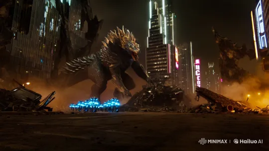 Dystopian City: Kaiju vs. Robots in Epic Confrontation – AI Generated Video | Hailuo AI