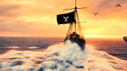 The Pirate Captain's Dominion: A Sunset Voyage – AI Generated Video | Hailuo AI