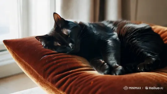 Tranquil Cat Rests in Sunlit, Minimalist Space – AI Generated Video | Hailuo AI