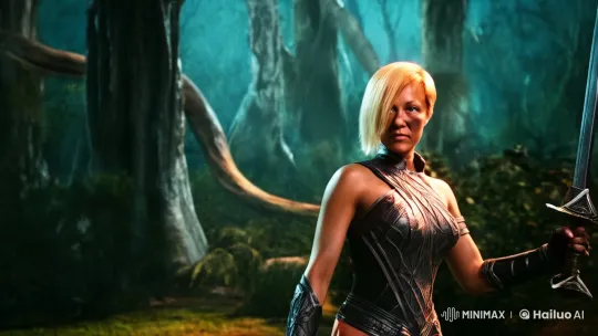 Female Warrior Faces Monstrous Adversary in Mystical Forest – AI Generated Video | Hailuo AI