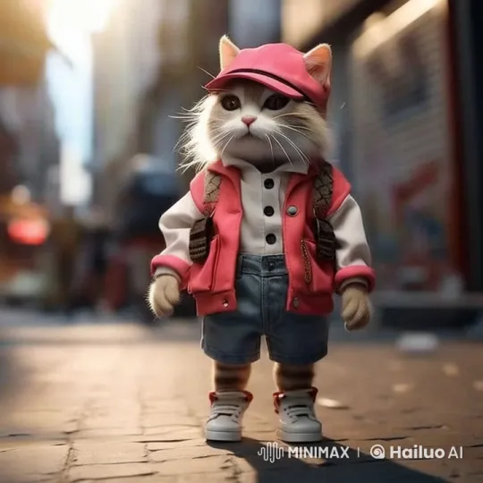 Cat in Streetwear Dances to City Sounds – AI Generated Video | Hailuo AI