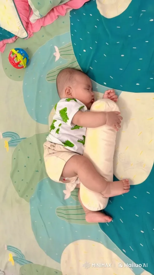 Baby's Playful Kungfu Practice with Colorful Blanket – AI Generated Video | Hailuo AI