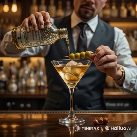 Masterful Dirty Martini Creation in Elegant Bar – AI Generated Video | Hailuo AI