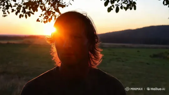 Solitary Figure Reflects Amidst Golden Twilight – AI Generated Video | Hailuo AI