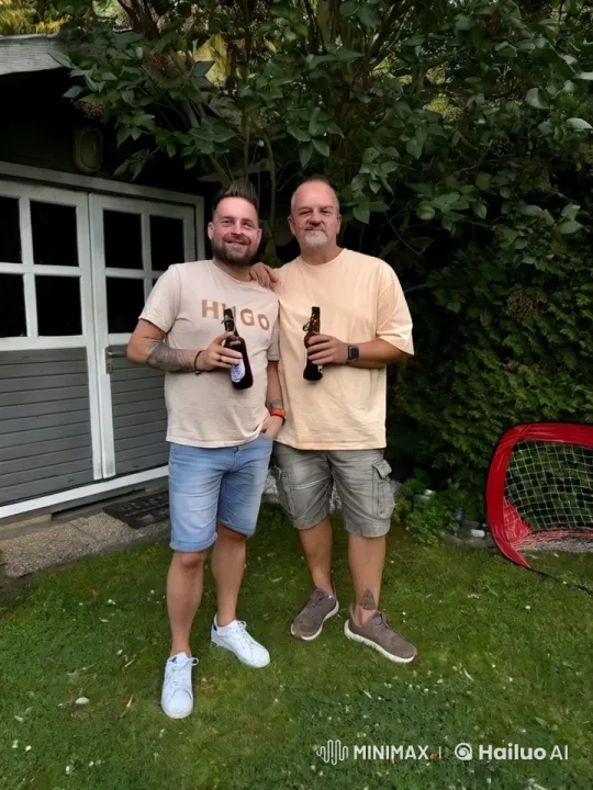 Summer Backyard Kiss Between Two Men – AI Generated Video | Hailuo AI