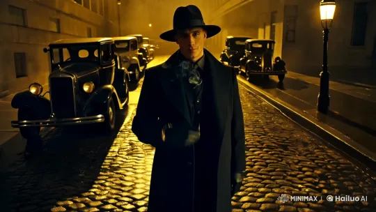 Mysterious Gentleman Commands Alley Scene with Sophistication – AI Generated Video | Hailuo AI