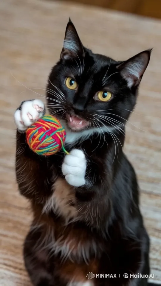 Energetic Cat Plays with Yarn in Live2D Animation – AI Generated Video | Hailuo AI