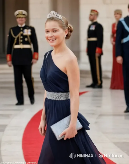Royal Grace: Regal Woman on Red Carpet with Dignitaries – AI Generated Video | Hailuo AI