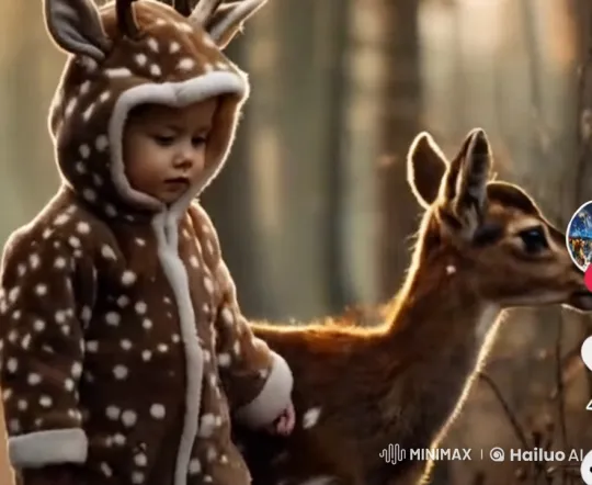 Child in Deer Costume Shares Heartfelt Naat in Serene Forest – AI Generated Video | Hailuo AI