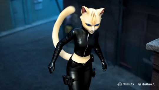 Athletic Feline Vigilante in Anime-Inspired 3D Alley Scene – AI Generated Video | Hailuo AI