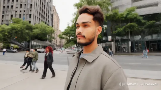 Stylish Young Man's Journey Through Urban Landscape – AI Generated Video | Hailuo AI