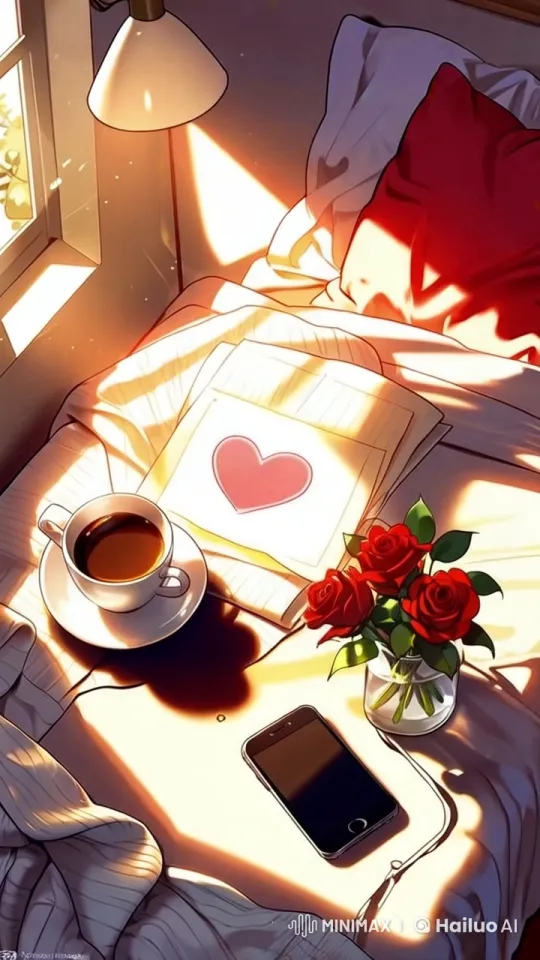 Morning Serenity: Cozy Bedside Scene with Coffee and Roses – AI Generated Video | Hailuo AI