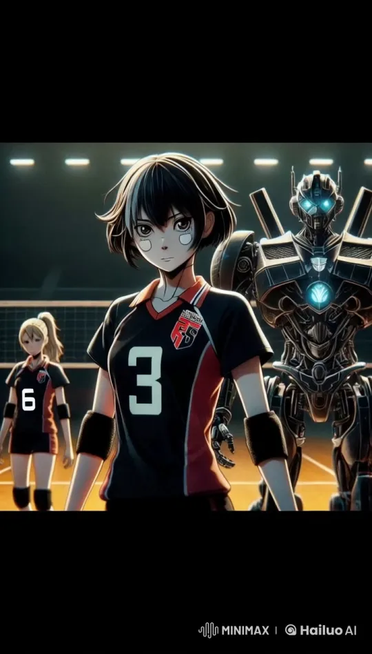 Futuristic Volleyball Scene with Players and Robot – AI Generated Video | Hailuo AI
