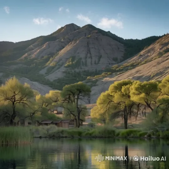 Tranquil Mountain Landscape with Gentle Lake Waves – AI Generated Video | Hailuo AI