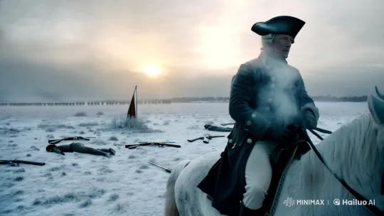 French Officer Marshal Pierre Commands Amidst a Snowy Battlefield – AI Generated Video | Hailuo AI