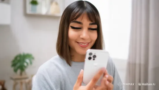 Young Woman and Companion Share Tender Moment – AI Generated Video | Hailuo AI