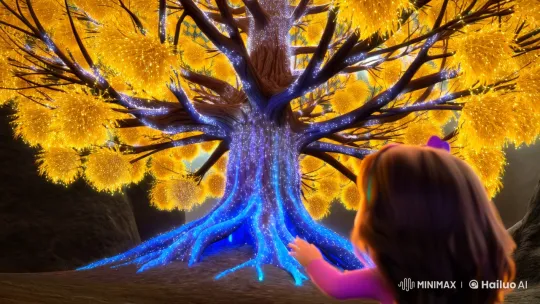 Magical Tree Illuminates Enchanted Cavern – AI Generated Video | Hailuo AI