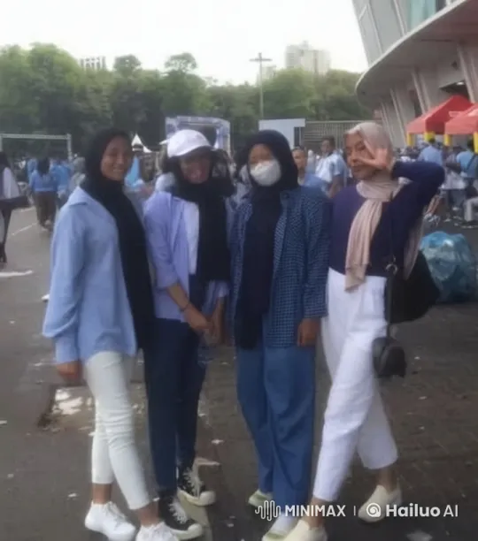Animated Friendship: Girls with Hijabs Play Fight Outdoors – AI Generated Video | Hailuo AI