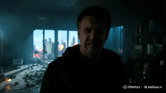 Man Reflects on Apocalypse in Haunting Mirror Scene – AI Generated Video | Hailuo AI