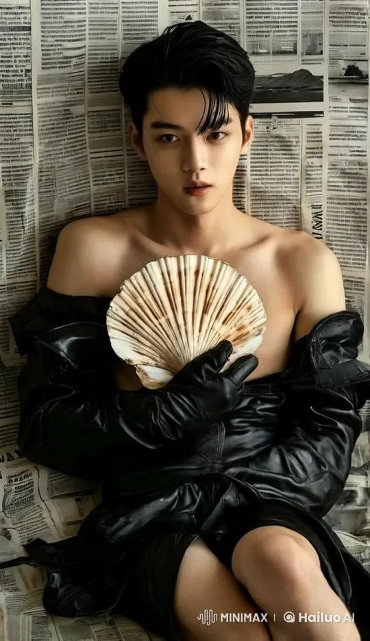 Young Man with Seashell and Cat in Peaceful Setting – AI Generated Video | Hailuo AI