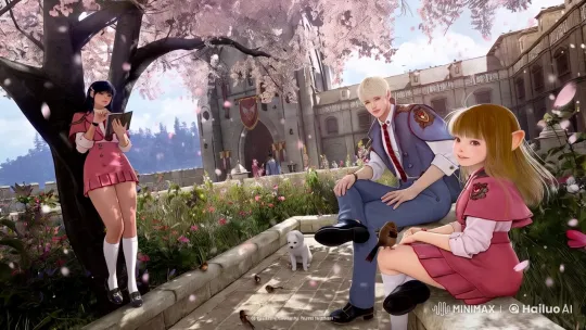 Elegant Characters in a Tranquil Cherry Blossom Scene – AI Generated Video | Hailuo AI
