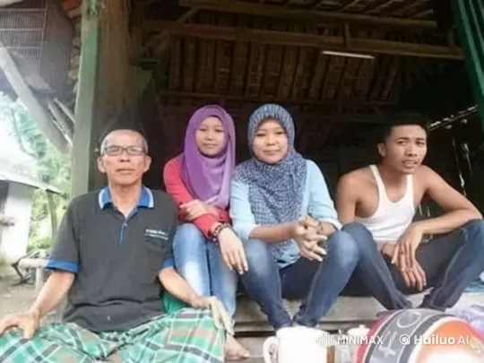 Live2D Animation: Four People Outside Rustic House – AI Generated Video | Hailuo AI
