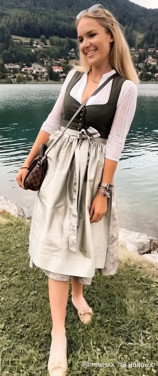 Traditional Elegance: Blonde Woman by Serene Lake – AI Generated Video | Hailuo AI