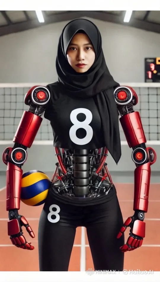Robotic Volleyball Player with Garuda on Snowy Plateau – AI Generated Video | Hailuo AI