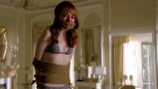 Emma Stone Captive in Elegant House: A Cinematic Scene of Distress – AI Generated Video | Hailuo AI