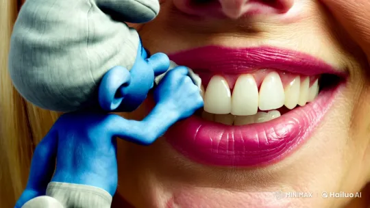 Smurf Dentist: A Whimsical 4K Toothbrushing Scene – AI Generated Video | Hailuo AI