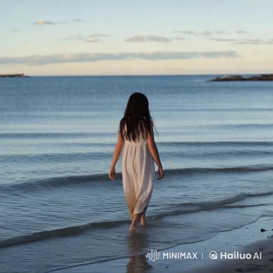 Girl Walks Joyfully on Sunset Beach in Live2D Animation – AI Generated Video | Hailuo AI