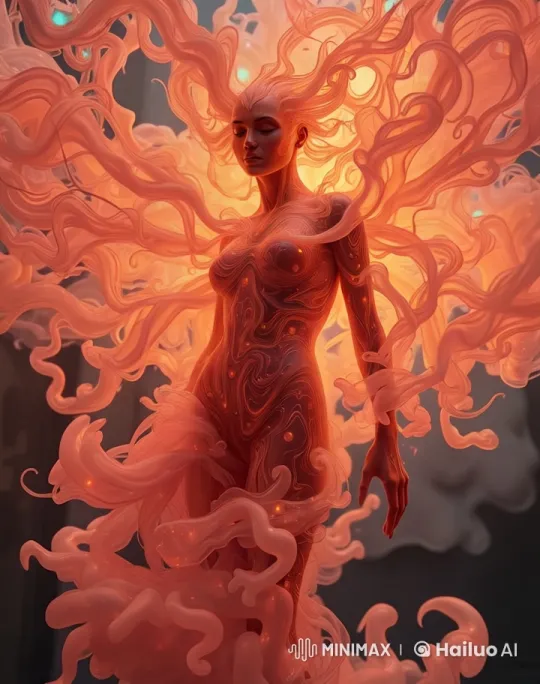 Radiant Figure with Luminous Tendrils in Live2D – AI Generated Video | Hailuo AI