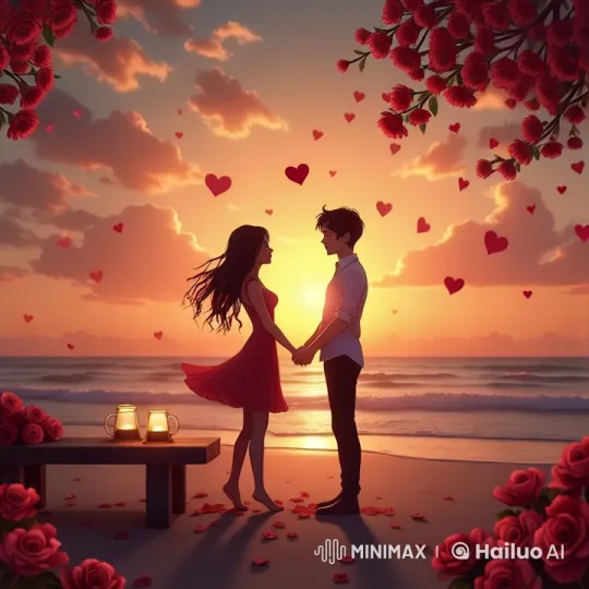 Romantic Dance of Love at Sunset Beach – AI Generated Video | Hailuo AI