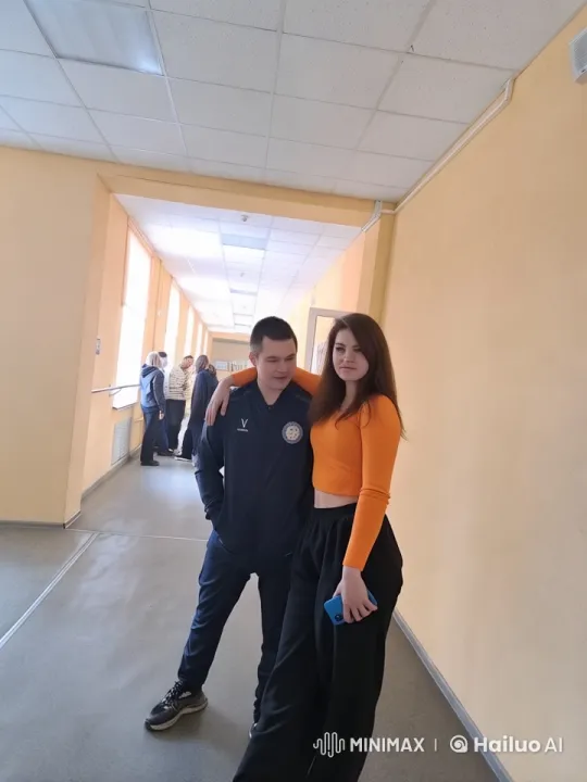 Couple's Affectionate Moment in Bright Hallway – AI Generated Video | Hailuo AI