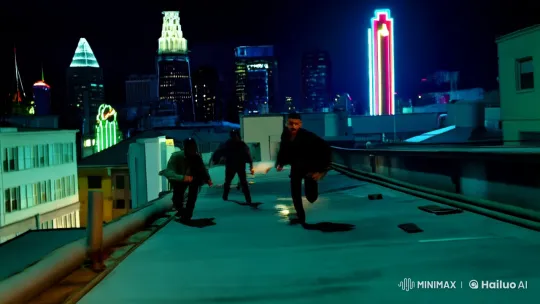 Title: Rooftop Chase and Pursuit – AI Generated Video | Hailuo AI